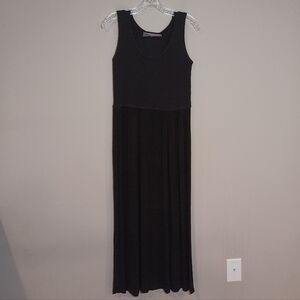 Barbara Lesser Black Mixed Knit Maxi Dress Made in USA Size S Vintage